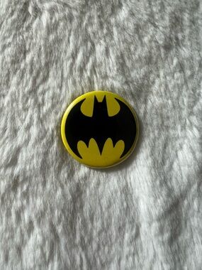 Batman Logo Round Pin - Yellow and Black Unisex Accessory